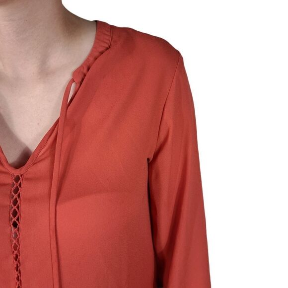 a.n.a Baked Apple Long-Sleeve Peplum Blouse - Picture 4 of 7